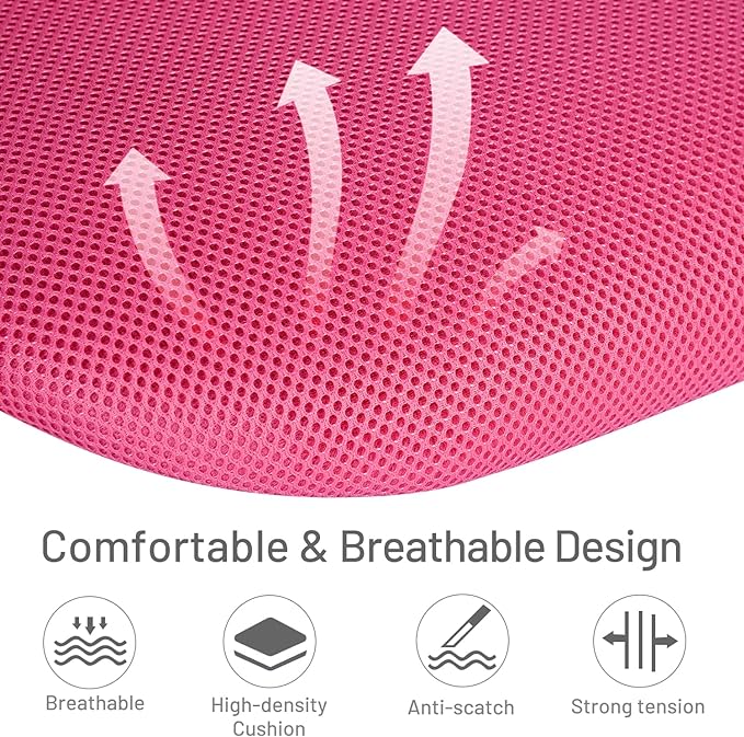 FurnitureR Kids Desk Chair, Armless Small Office Chair Adjsutable Swivel Task Chair with Soft Cushion for Study Kids Teens Child, Pink