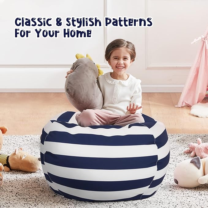 Nobildonna Stuffed Animal Storage Bean Bag Chair Cover Only for Kids Girls Toddler, Large Beanbag Chair Without Filling for Organizing Children Soft Plush Toys