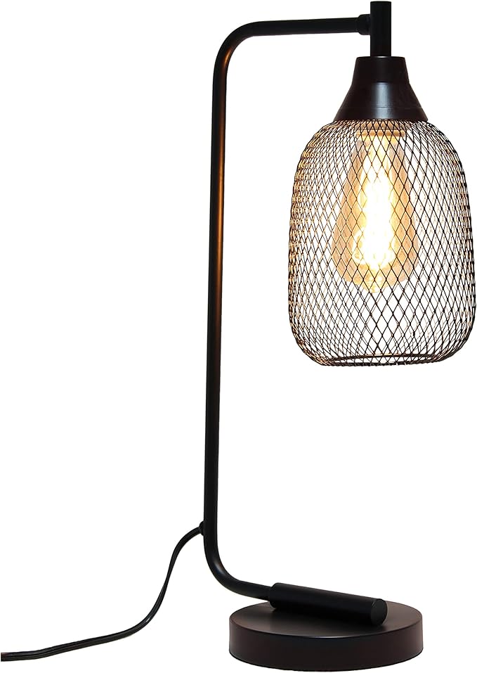 Elegant Designs LD1060-BLK Mesh Wire Table Lamp, Matte Black