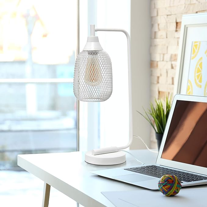 Elegant Designs LD1060-WHT Mesh Wire Table Lamp, Matte White