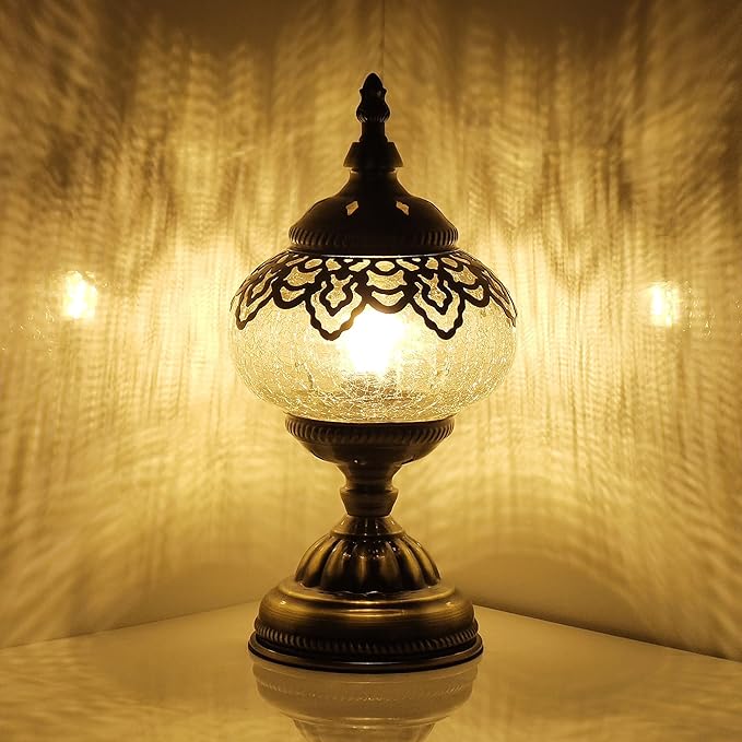 Turkish Mosaic Lamp Bohemian Tiffany Style Moroccan Bedside Lamps for Bedroom
