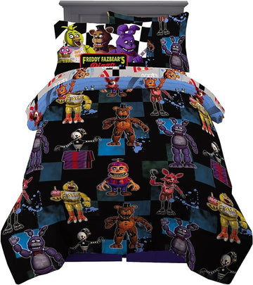 Franco Kids Bedding Super Soft Comforter and Sheet Set with Sham, 5 Piece Twin Size, Five Nights At Freddy's