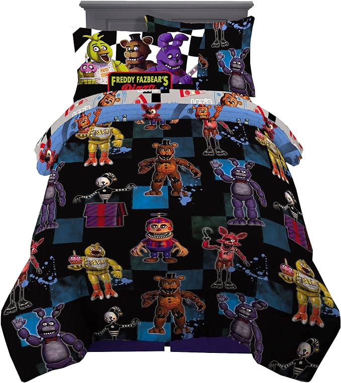 Franco Kids Bedding Super Soft Comforter and Sheet Set with Sham, 5 Piece Twin Size, Five Nights At Freddy's