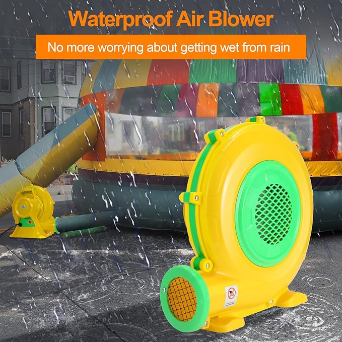 Bounce House Blower, 950W 1.27HP Commercial Air Blower with Double-Sided Fan Blade Design, Strong Wind and Great Heat Dissipation Properties for Medium and Small Bouncy Castle, Jump Slides, Arch