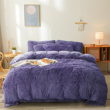 Fluffy navy blue comforters Cover twin size - Ultra Soft Plush dark blue bedding Sets 2 Pieces (1 faux fur comforter Cover + 1 fuzzy pillow case) girls shaggy navy blue twin bed set (Dark Blue, Twin)