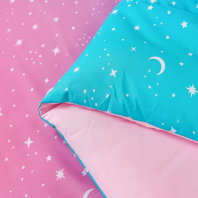 URBONUR Rainbow Comforter Set Queen Size for Teen Girls & Boys Women, Multicolor Moon Printed Bedding Set, 6 Pieces Bed in a Bag, Soft All Season (Rainbow, Queen)