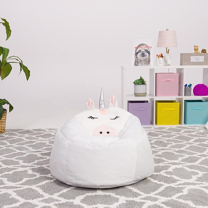 Posh Creations Cute Soft and Comfy Bean Bag Chair for Kids, Animal - Grey Sloth