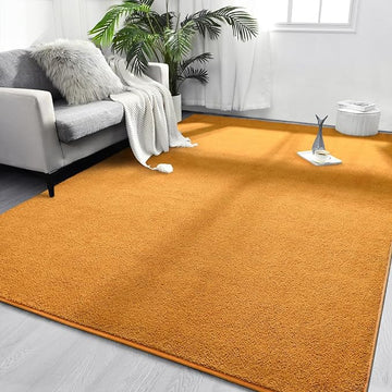 Area Rugs for Bedroom Living Room, 4x6 Orange Super Soft Comfy Thickened Memory-Foam Indoor Carpets, Modern Aesthetic Minimalist Carpet for Boys Girls Adults Apartment Nursery Home Décor