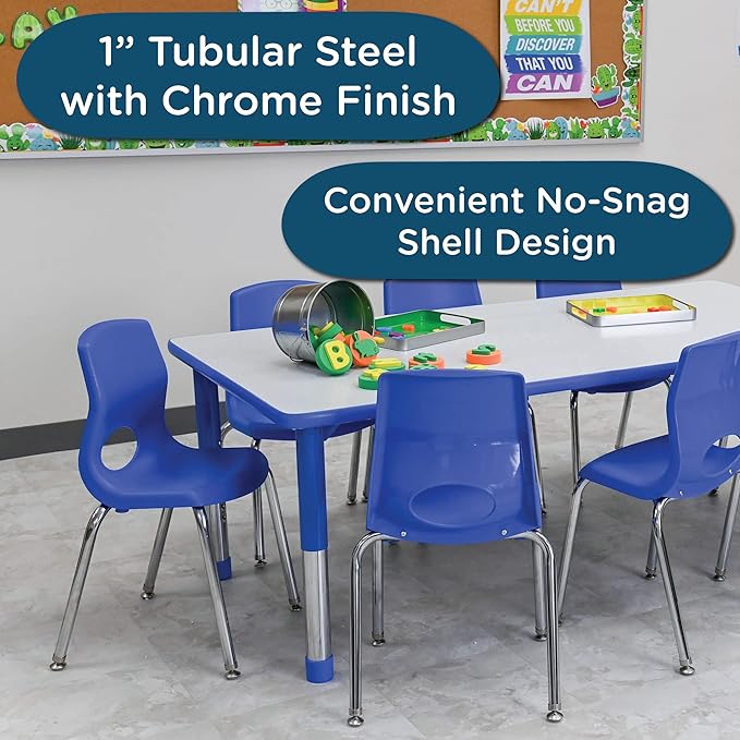 Angeles H, Blue with Chrome Legs, 4 Pack MyPosture Children's Chair, 14-inch
