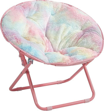 Heritage Kids Rainbow Faux Fur Kids Folding Saucer Chair