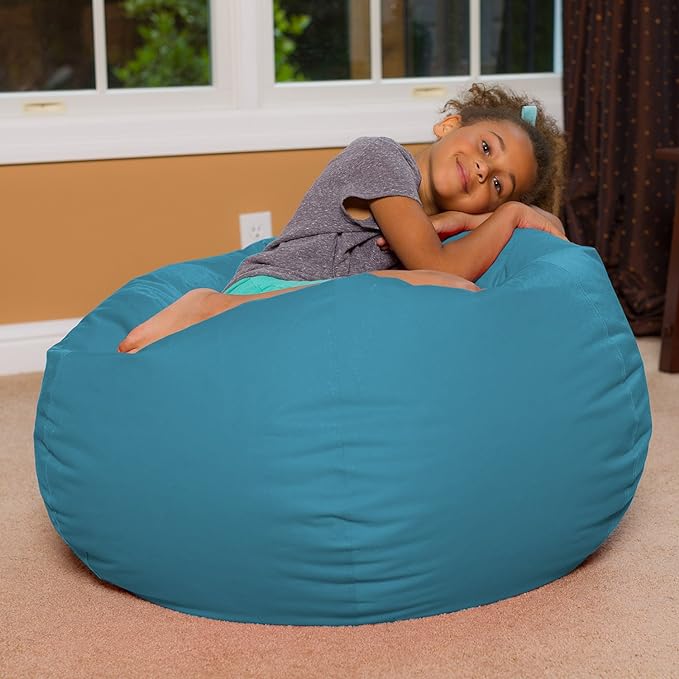 Posh Creations Bean Bag Chair for Kids, Teens, and Adults Includes Removable and Machine Washable Cover, Heather Teal, 38in - Large