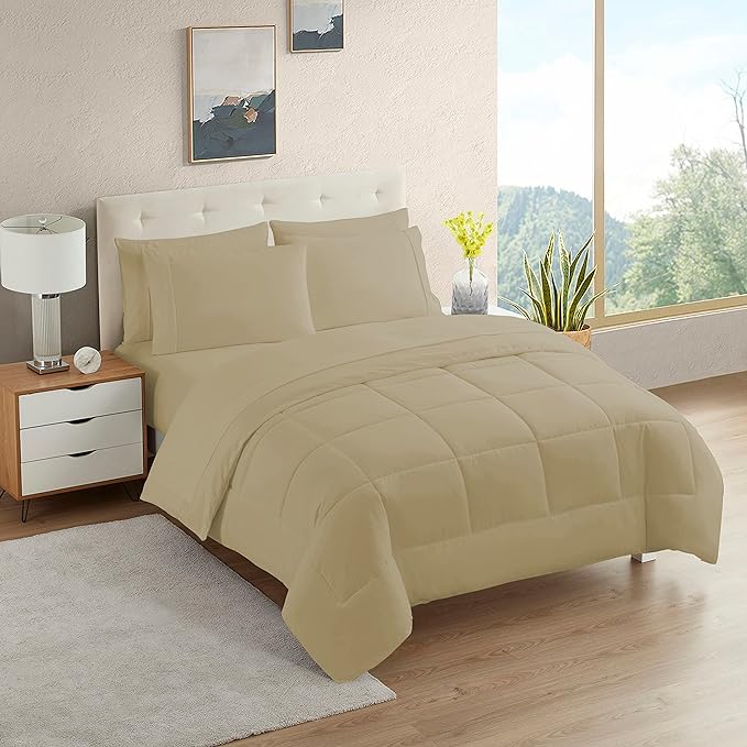 Sweet Home Collection College Bedding Set, 5 Piece Twin XL Size Bed in a Bag, Taupe