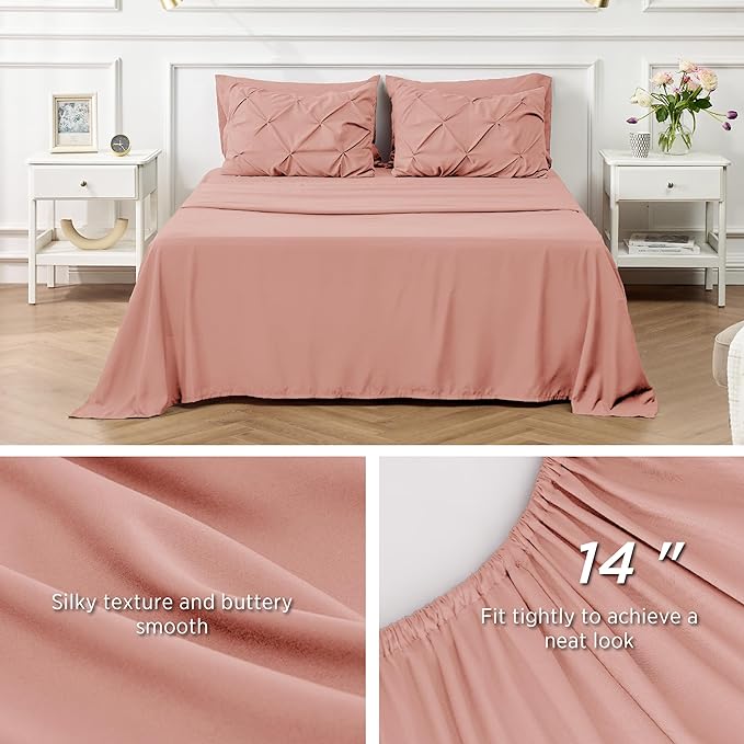 Bedsure Full Size Comforter Sets - Bedding Sets Full 7 Pieces, Bed in a Bag Bed Sets with Comforter, Sheets, Pillowcases & Shams, Adult & Kids Bedding (Dusty Pink)