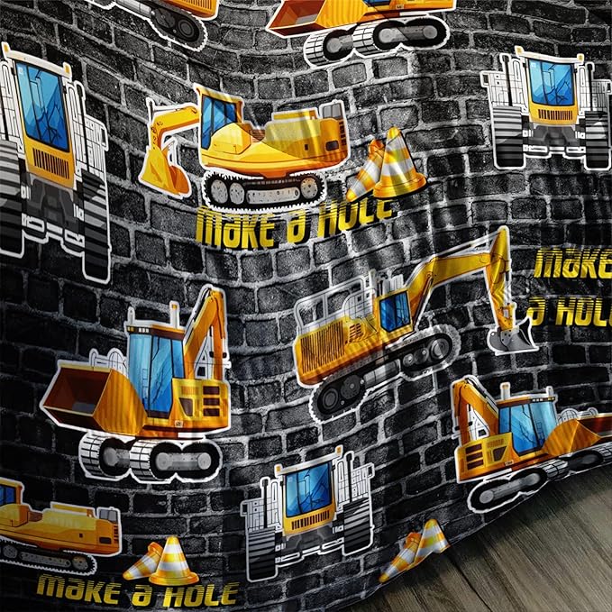 Axolotl Excavator Bedding Set Queen Size,Yellow Excavator Bed Comforter for Kids Boys Teens,Tractor Truck Bedding Set for Boys,Construction Bedding Set for Boys,1 Quilt 2 Pillowcases,Deep Grey