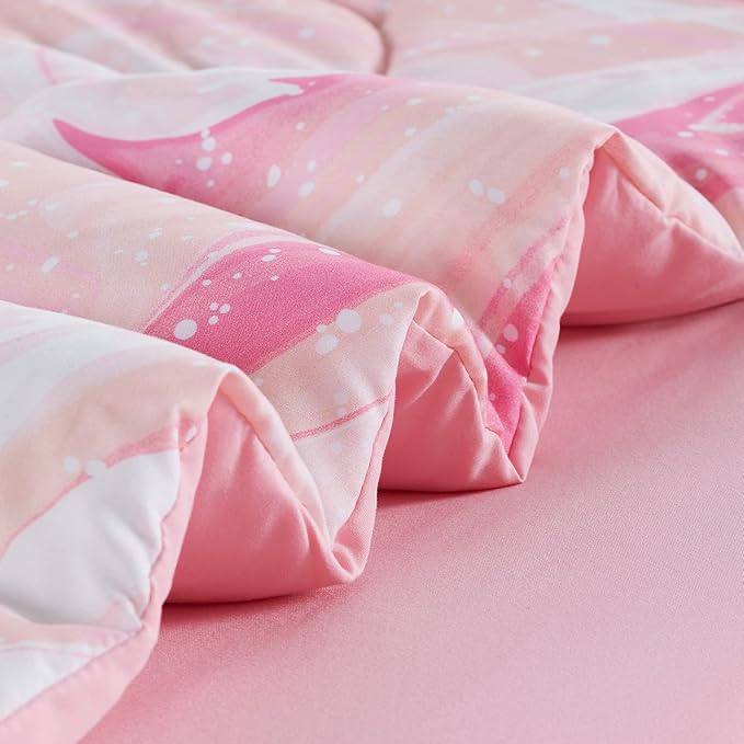 SLEEP ZONE Kids Twin Bedding Comforter Set - 5 Pieces Super Cute & Soft Bedding Sets & Collections with Comforter, Sheet, Pillowcase & Sham - Fade Resistant Easy Care (Ice Cream Pink)