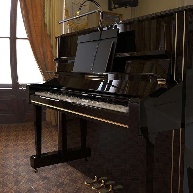 Cocoweb 22" Grand Piano Lamp, LED, Adjustable, Quality Lighting in Antique Brass, with Plug-in Adapter - GPLED22ABD