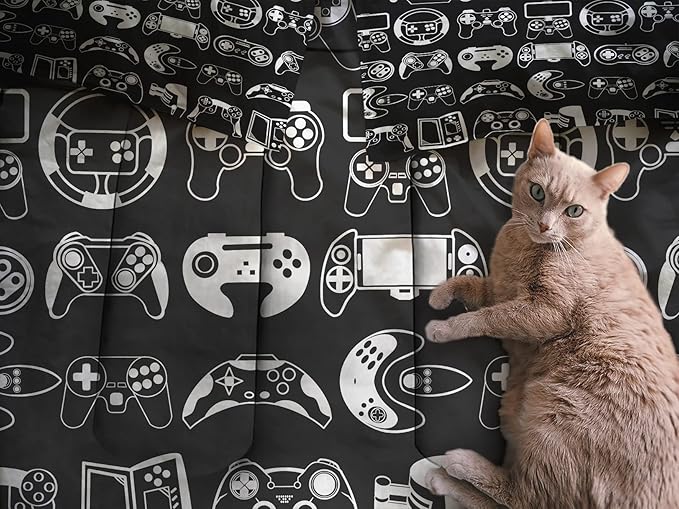 Sunnycitron Gamer Comforter Set for Boys Gaming Bed Comforter Sets Gamer Bedding Sets Boys Gaming Comforter Sets Full Size Bed Set Teen Boy Room Decor,1 Comforter 2 Pillowcases