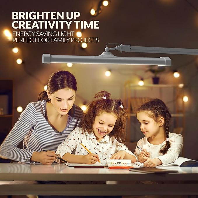 Super Bright 2,300 Lumens Powerful Professional Eye Care LED Desk Lamp, Brightness & Color Temperature Adjustable, Task Light for Home, beauty, Crafting, Office, Workbench (CCT, Dimmable, White)
