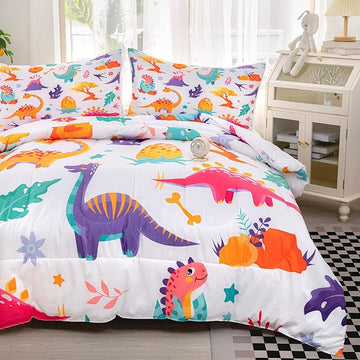CVHOUSE Dinosaur Bedding Set,Dinosaur Comforter,Dinosaur Comforter Set Full,Microfiber Quilt Set with 1 Comforter and 2 Pillow Cases- 3 Piece