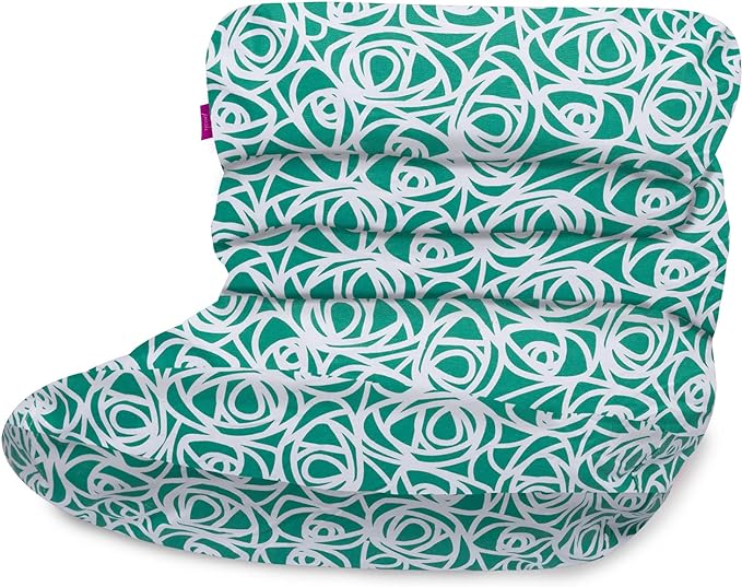 Posh Creations Structured Comfy Bean Bag Chair for Gaming, Reading, and Watching TV, Laguna Lounger, Canvas - Roses Mint