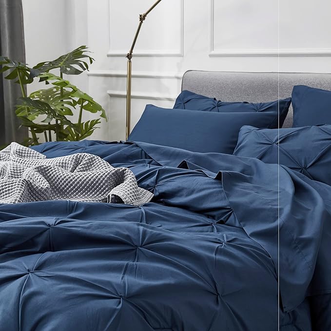 Bedsure Full Size Comforter Sets - Bedding Sets Full 7 Pieces, Bed in a Bag Navy Blue Bed Sets with Comforter, Sheets, Pillowcases & Shams, Adult & Kids Bedding