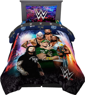 Franco Kids Bedding Super Soft Comforter and Sheet Set, 4 Piece Twin Size, WWE