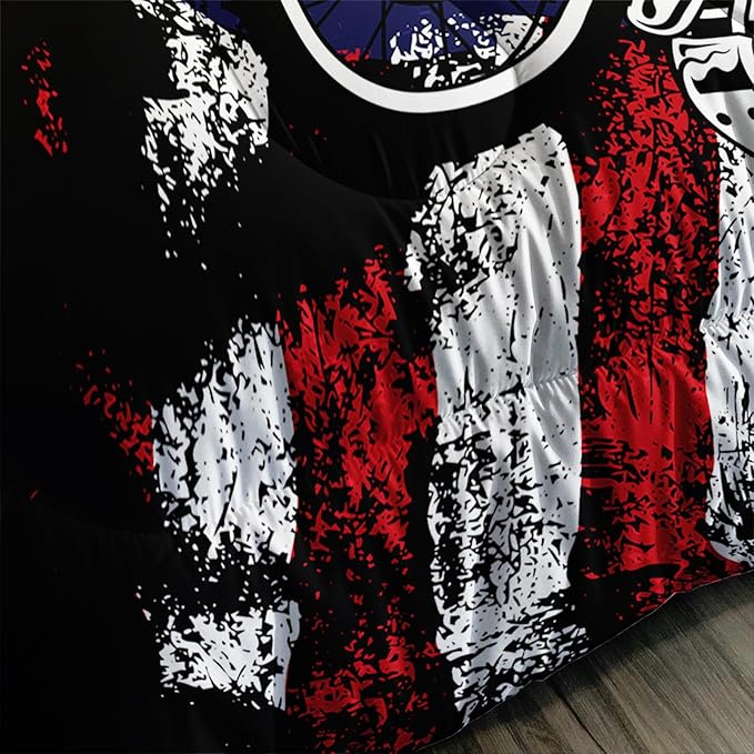 Axolotl Dirt Bike Comforter Set Twin,American Flag Bedding Set,Motocross Comforter Set,White Red Stripes Stars Comforter Set,Motorcycle Racer Comforter for Boys Kids Teens Men,1 Quilt 2 Pillowcases