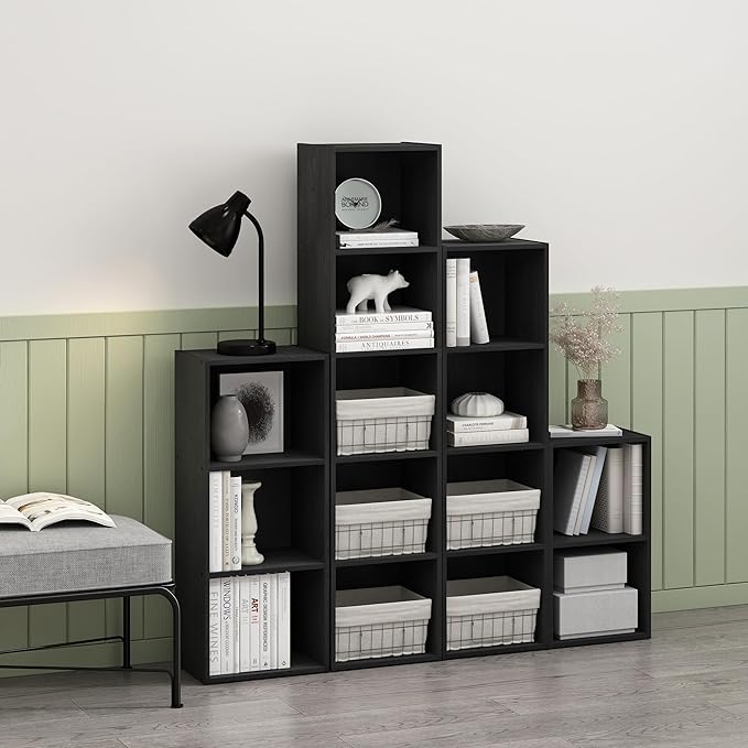 Furinno Luder Bookcase / Book / Storage, 5-Tier Cube, Blackwood