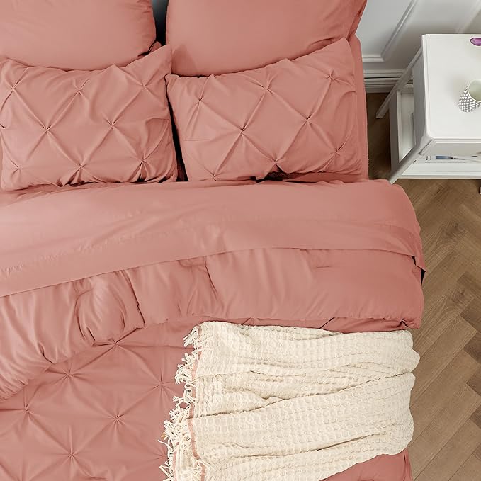Bedsure Comforter Set Queen - Bed in a Bag Queen 7 Pieces, Bedding Sets Bed Set with Comforter, Sheets, Pillowcases & Shams (Dusty Pink)