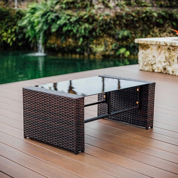 Nestl Wicker Outdoor Furniture Set - 4 Piece Patio Set (Brown/Beige)