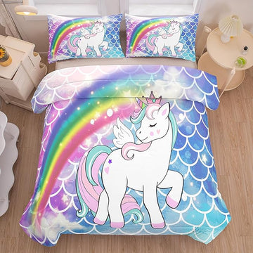Tailor Shop Unicorn Comforter Sets King Size,Blue Unicorn Bedding Sets for Girls Kids Teens with 2 Pillowcase……