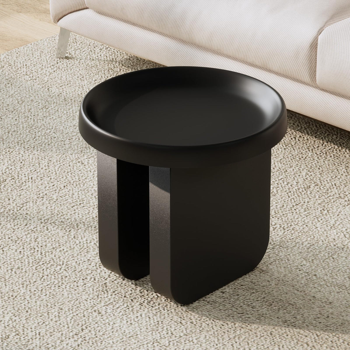 Round Coffee Table,Modern Coffee Table,Unique Circle Coffee Tables,Metal Center Table for Living Room (Black, 29.5 x 16.5)
