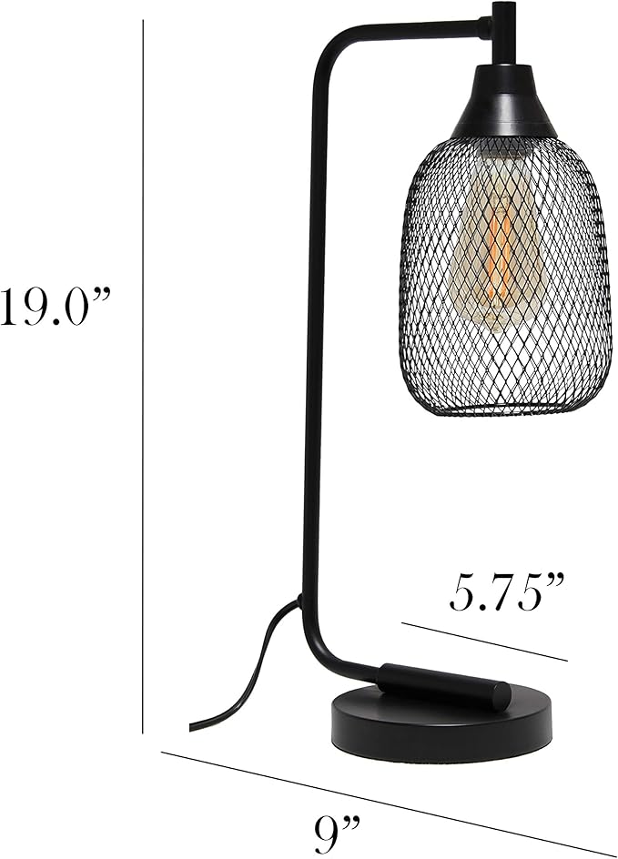 Elegant Designs LD1060-BLK Mesh Wire Table Lamp, Matte Black