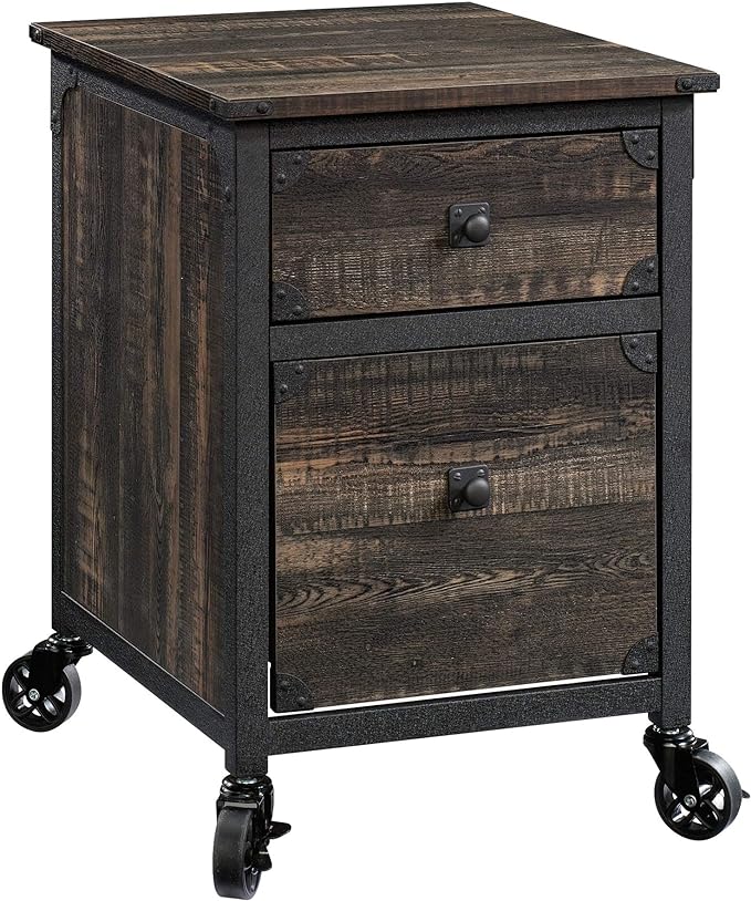 Sauder Steel River File Pedestal, L: 20.87" x W: 23.86" x H: 26.58", Carbon Oak Finish