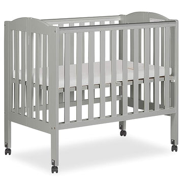 2 in 1 Folding Portable Crib in Cool Grey, Greenguard Gold Certified , 40x26x38 Inch (Pack of 1)