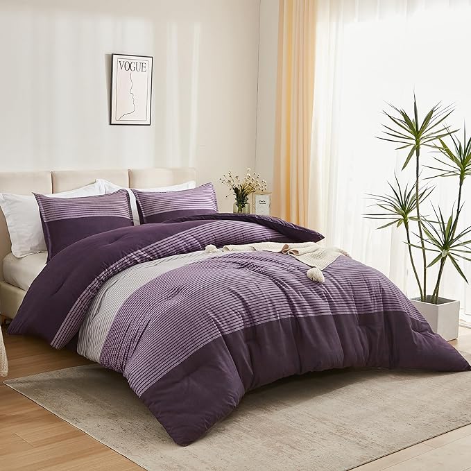 Litanika Purple Twin/Twin XL Comforter Set - 2 Pieces Twin Extra Long Size Lightweight Bedding Comforter Set, All Season Down Alternative Comforter (1 Comforter, 1 Pillowcase)