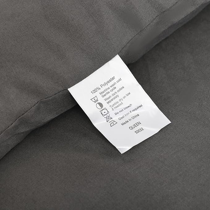 ROSGONIA King Size Comforter Set Charcoal Grey, 3pcs (1 Boho Dark Gray Comforter & 2 Pillowcases), All Season Bedding Lightweight Bedspread Blanket Quilt
