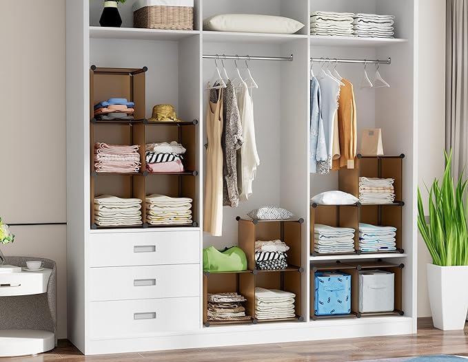 HOMIDEC 20-Cube Storage Organizer, Closet Organizer Storage Shelf Bookcase Bookshelf with Metal Hammer, Storage Cubes Organizer Cabinet for Kids, Closet, Bedroom, Bathroom