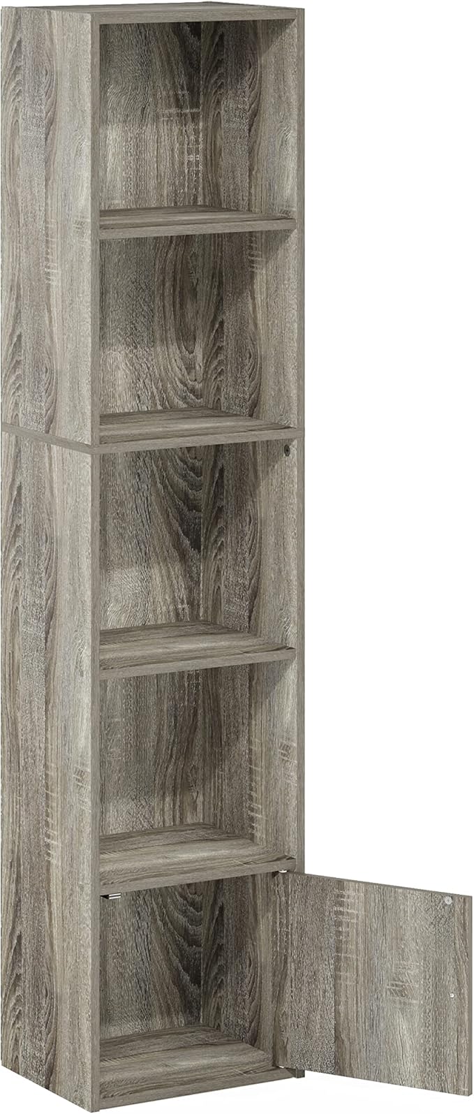 Furinno Luder Shelf Bookcase with 1 Door Storage Cabinet, French Oak