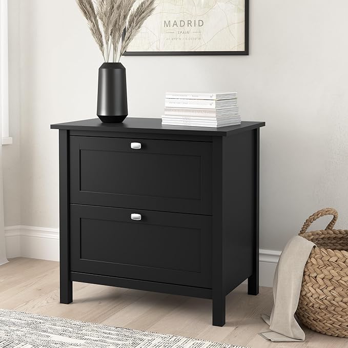 Bush Furniture Broadview 2 Drawer Lateral File Cabinet in Classic Black | Storage for Home Office Workspace
