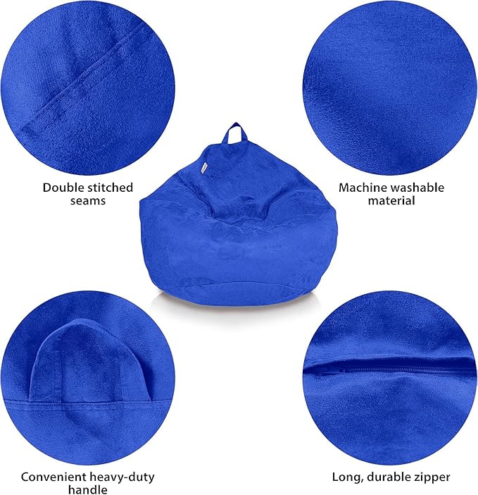 Bean Bag Stuffed Animal Storage Or Cover | No Filler | Extra Large | for Adults Or Kids | Double Stitched | Durable Zipper | Premium Microsuede