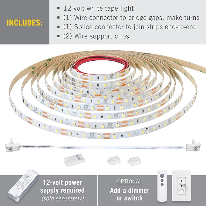 Armacost Lighting 152210 RibbonFlex Pro Series 60 LED Lights, 8.2 ft, 4000K,