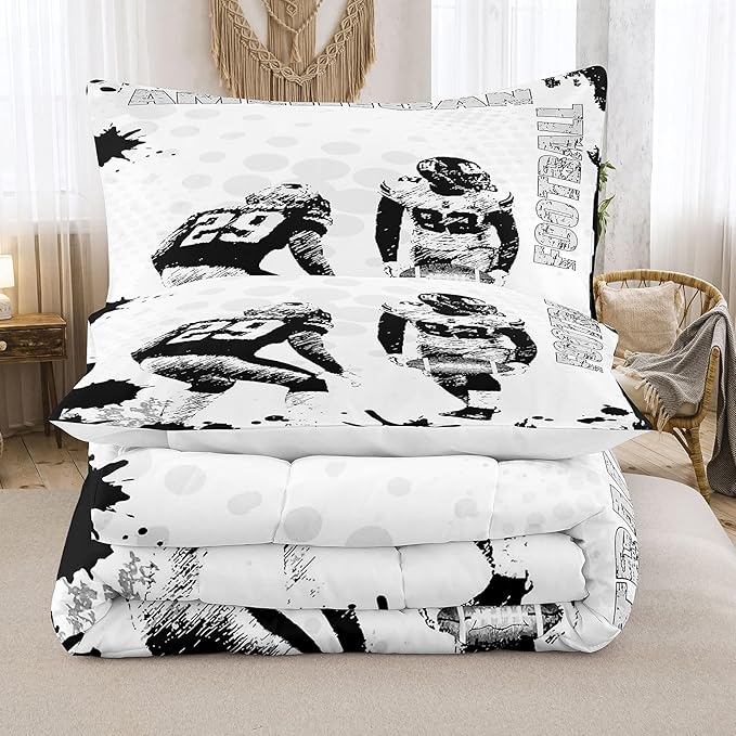 Bodhi Football Comforter Set Full for Boys Kids American Football Bedding Set Sport Football Player Comforter,American Football Comforter with Pillowcase,Football Quilt,Full Size #4002
