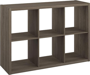 ClosetMaid Decorative 6 Cube Open Display Wood Laminate Versatile Storage Organizer for Indoor Home or Office Spaces, Graphite Gray
