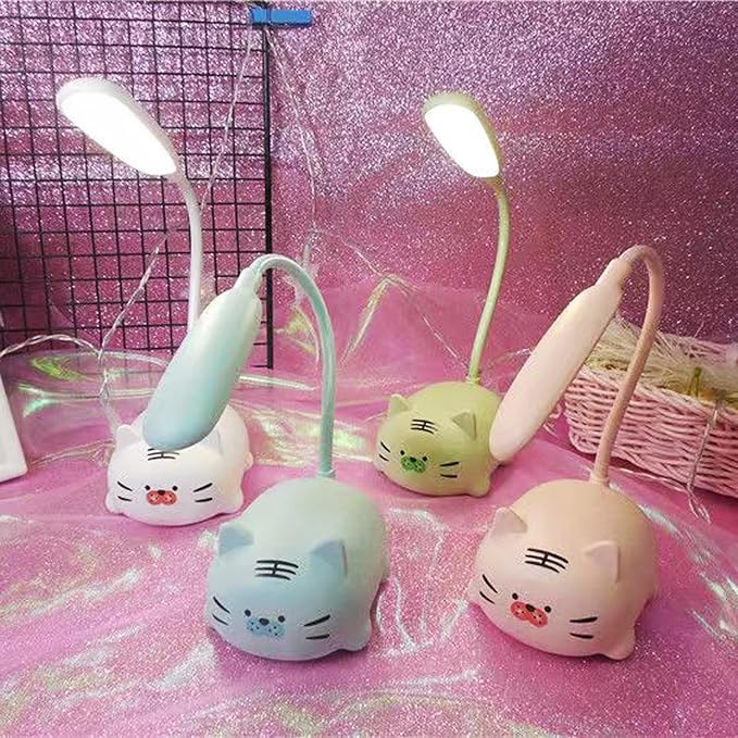 Kids Lamp, Cute LED Desk Lamp for Kids, Mini Animal Night Light, USB Rechargeable Flexible Cartoon Lamp Eye-Care Lighting for Bedroom (Tiger G, Green)
