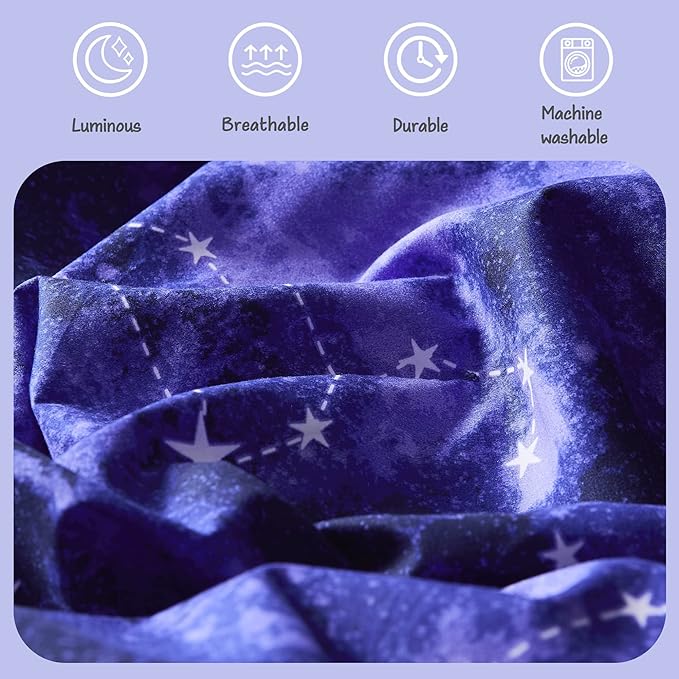 KALEIDOSPACE Full Size Comforter Sets - Bedding Sets Full 7 Pieces, Glow in The Dark Bed in A Bag Full, Lightweight Galaxy Bedding Sets for Kids, Teens, Women & Men