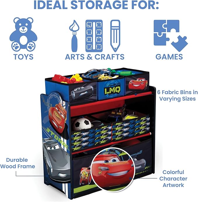Delta Children Multi-Bin Toy Organizer, Disney/Pixar Cars