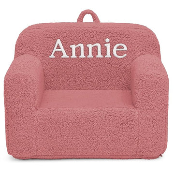 Delta Children Personalized Sherpa Cozee Chair - Customize with Name – Foam Kids Chair for Ages 18 Months and Up, Rose
