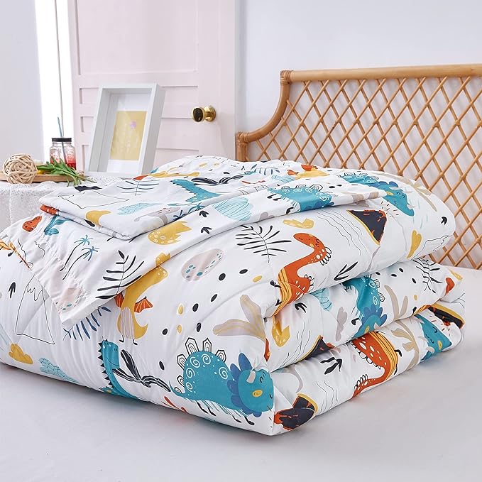 JSD Dinosaur Kids Comforter Set for Boys Girls, 3 Pieces Full Microfiber Comforter with Pillow Sham, Soft Comfortable Machine Washable