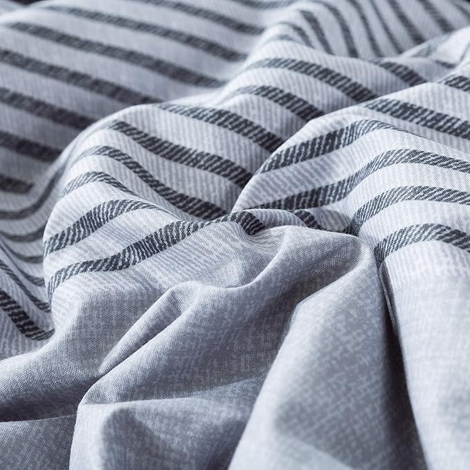 Andency Twin Comforter Set Blue (66x90 Inch), 2 Pieces Patchwork Striped Comforter Bed Sets for Boys, Soft Microfiber Down Alternative Comforter Bedding Set with Corner Loops